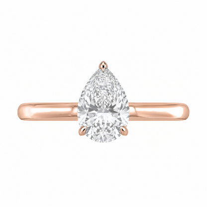 Lab-Grown Diamond Pear Cut Solitaire Engagement Ring in 14K White Gold or 14K Yellow Gold
