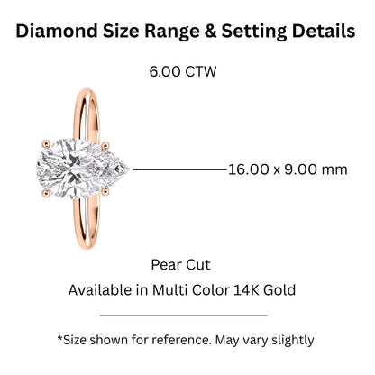 Lab-Grown Diamond Pear Cut Solitaire Engagement Ring in 14K White Gold or 14K Yellow Gold