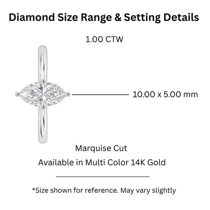 Lab-Grown Diamond Marquise Cut Solitaire Engagement Ring in 14K White Gold or 14K Yellow Gold