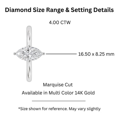 Lab-Grown Diamond Marquise Cut Solitaire Engagement Ring in 14K White Gold or 14K Yellow Gold
