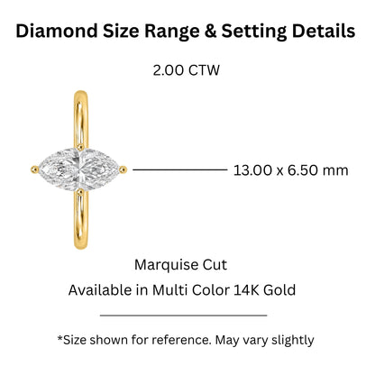 Lab-Grown Diamond Marquise Cut Solitaire Engagement Ring in 14K White Gold or 14K Yellow Gold