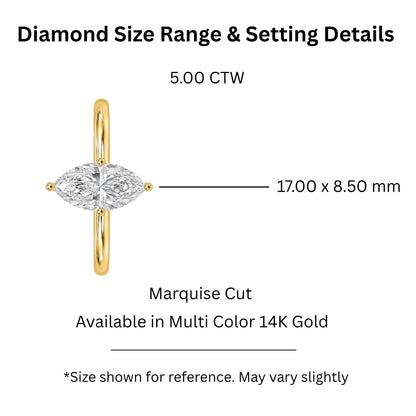 Lab-Grown Diamond Marquise Cut Solitaire Engagement Ring in 14K White Gold or 14K Yellow Gold