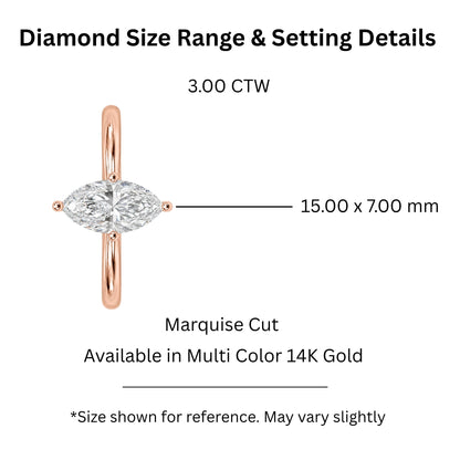 Lab-Grown Diamond Marquise Cut Solitaire Engagement Ring in 14K White Gold or 14K Yellow Gold