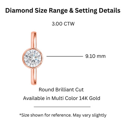 1 to 6 ct. T.W. Lab-Grown Diamond Round Cut Solitaire Bezel Engagement Ring in 14K White Gold or 14K Yellow Gold