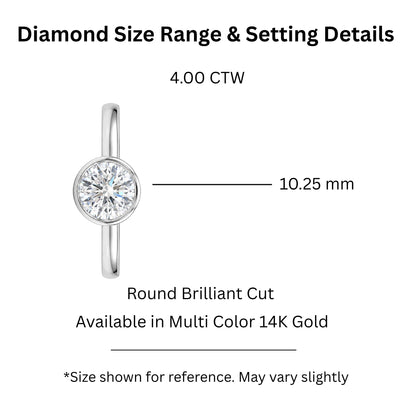 1 to 6 ct. T.W. Lab-Grown Diamond Round Cut Solitaire Bezel Engagement Ring in 14K White Gold or 14K Yellow Gold