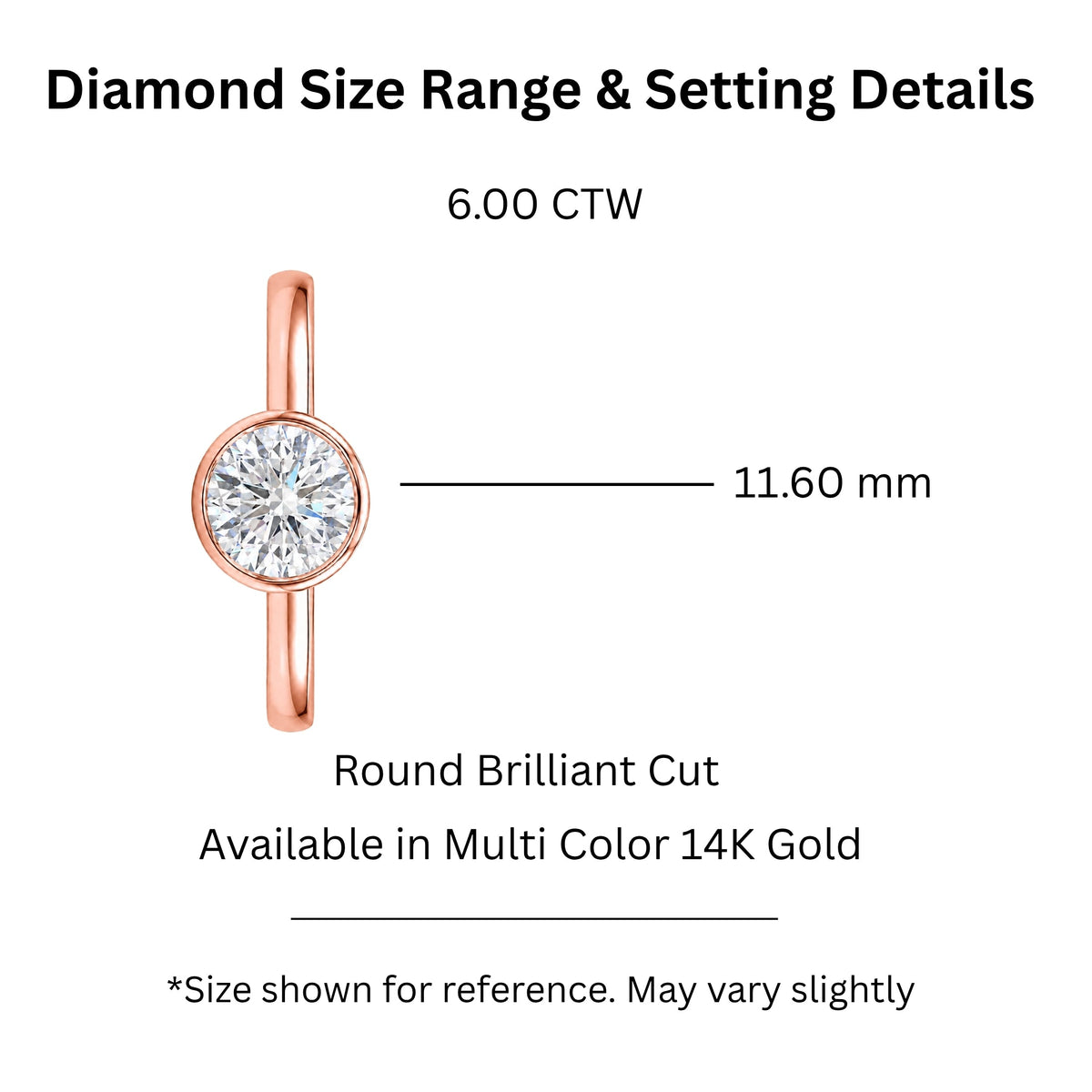 1 to 6 ct. T.W. Lab-Grown Diamond Round Cut Solitaire Bezel Engagement Ring in 14K White Gold or 14K Yellow Gold