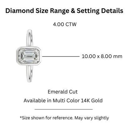 1 to 6 ct. T.W. Lab-Grown Diamond Emerald-Cut Solitaire Bezel Engagement Ring in 14K White Gold or 14K Yellow Gold