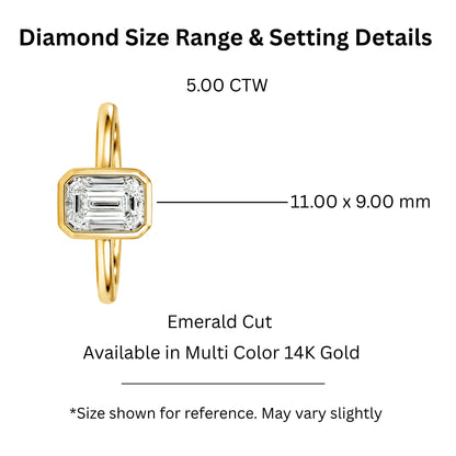 1 to 6 ct. T.W. Lab-Grown Diamond Emerald-Cut Solitaire Bezel Engagement Ring in 14K White Gold or 14K Yellow Gold