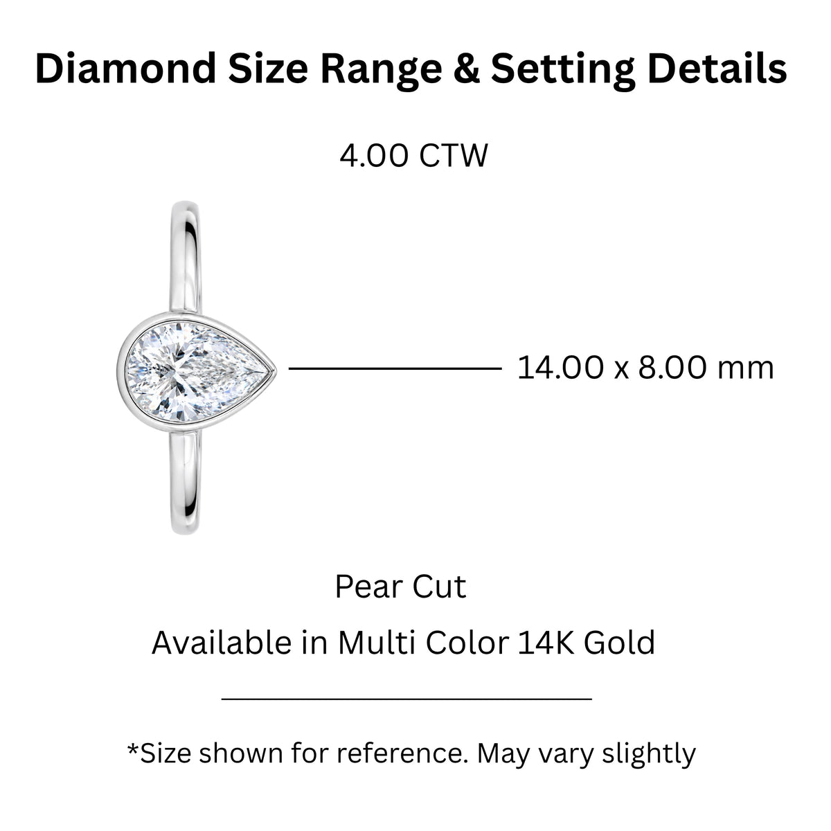1 to 6 ct. T.W. Lab-Grown Diamond Pear Cut Solitaire Bezel Engagement Ring in 14K White Gold or 14K Yellow Gold