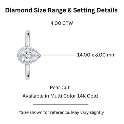 1 to 6 ct. T.W. Lab-Grown Diamond Pear Cut Solitaire Bezel Engagement Ring in 14K White Gold or 14K Yellow Gold