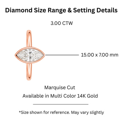 Lab-Grown Diamond Marquise Cut Solitaire Bezel Engagement Ring in 14K White Gold or 14K Yellow Gold