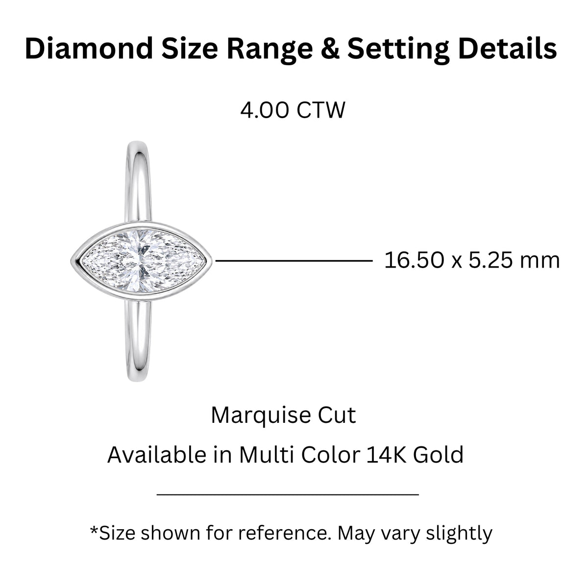 Lab-Grown Diamond Marquise Cut Solitaire Bezel Engagement Ring in 14K White Gold or 14K Yellow Gold