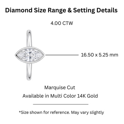 Lab-Grown Diamond Marquise Cut Solitaire Bezel Engagement Ring in 14K White Gold or 14K Yellow Gold