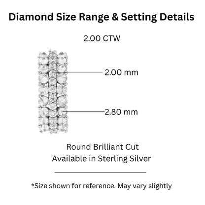 2 ct. T.W. Lab-Grown Diamond Round Band Wedding Ring in Sterling Silver