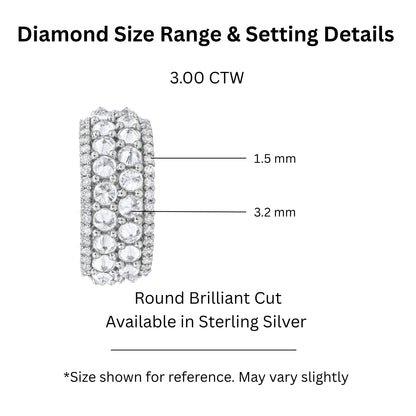 3 ct. T.W. Lab-Grown Diamond Round Band Wedding Ring in Sterling Silver