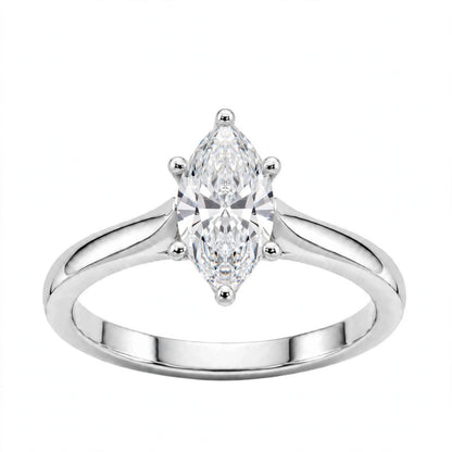 Lab-Grown Diamond Marquise Cut Solitaire Engagement Ring in 14K White Gold or 14K Yellow Gold