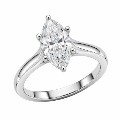 Lab-Grown Diamond Marquise Cut Solitaire Engagement Ring in 14K White Gold or 14K Yellow Gold