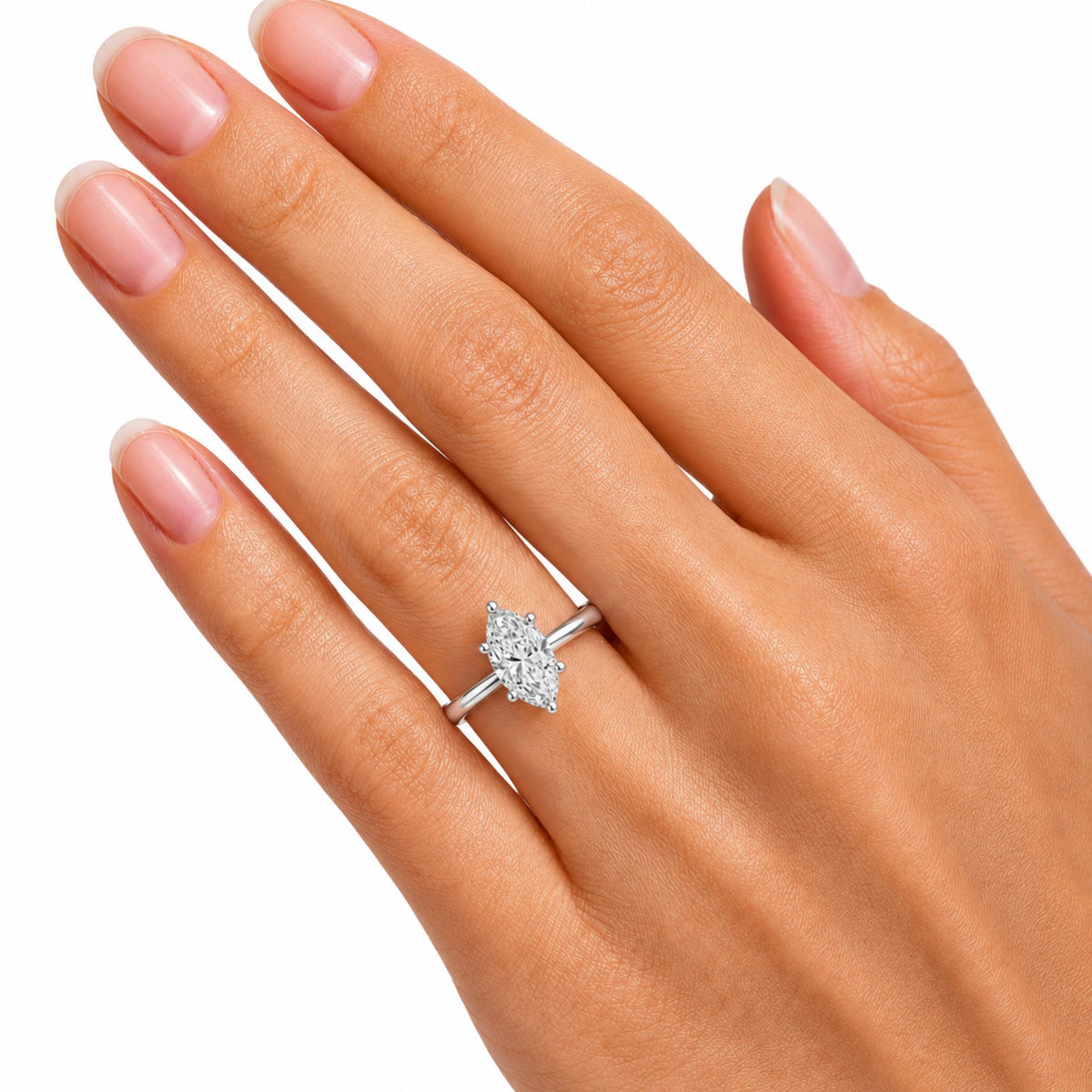 Lab-Grown Diamond Marquise Cut Solitaire Engagement Ring in 14K White Gold or 14K Yellow Gold