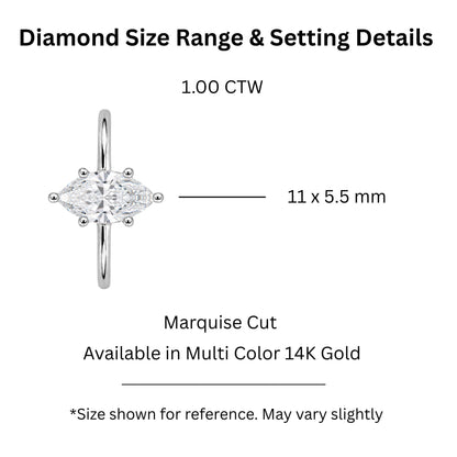 Lab-Grown Diamond Marquise Cut Solitaire Engagement Ring in 14K White Gold or 14K Yellow Gold