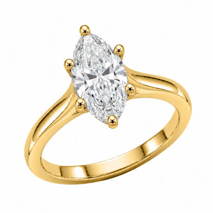 Lab-Grown Diamond Marquise Cut Solitaire Engagement Ring in 14K White Gold or 14K Yellow Gold