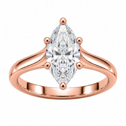 Lab-Grown Diamond Marquise Cut Solitaire Engagement Ring in 14K White Gold or 14K Yellow Gold