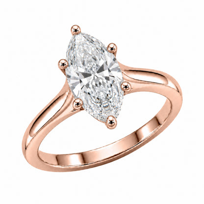 Lab-Grown Diamond Marquise Cut Solitaire Engagement Ring in 14K White Gold or 14K Yellow Gold