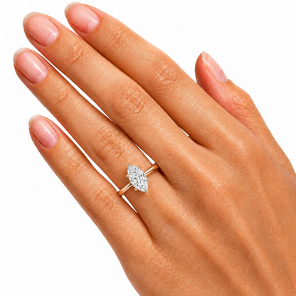Lab-Grown Diamond Marquise Cut Solitaire Engagement Ring in 14K White Gold or 14K Yellow Gold