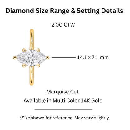 Lab-Grown Diamond Marquise Cut Solitaire Engagement Ring in 14K White Gold or 14K Yellow Gold