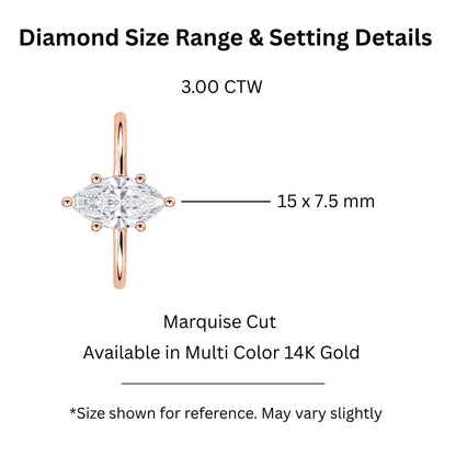 Lab-Grown Diamond Marquise Cut Solitaire Engagement Ring in 14K White Gold or 14K Yellow Gold