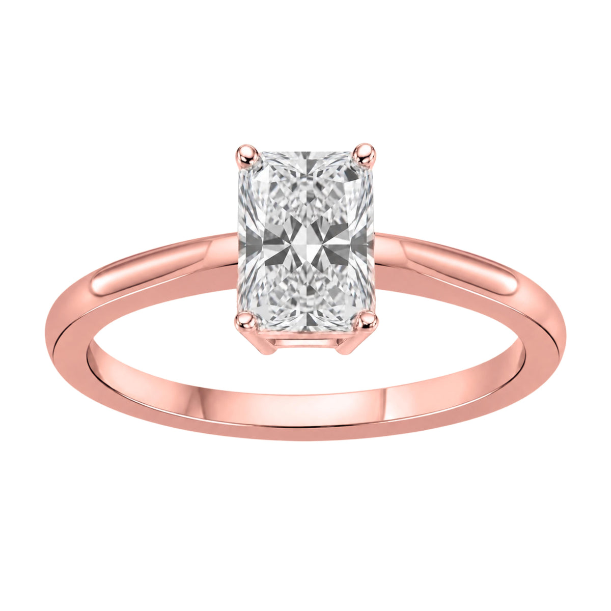 Lab-Grown Diamond Radiant Cut Solitaire Engagement Ring in 14K White Gold or 14K Yellow Gold