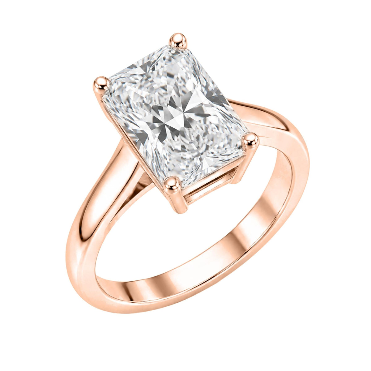 Lab-Grown Diamond Radiant Cut Solitaire Engagement Ring in 14K White Gold or 14K Yellow Gold