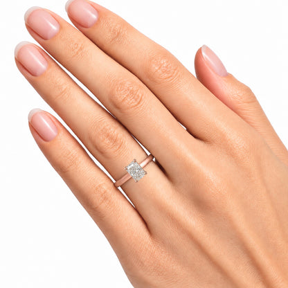 Lab-Grown Diamond Radiant Cut Solitaire Engagement Ring in 14K White Gold or 14K Yellow Gold