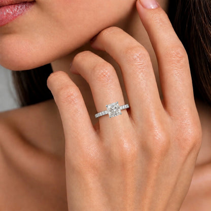 Lab-Grown Diamond Cushion Solitaire Wedding Ring in 14K White Gold or 14K Yellow Gold