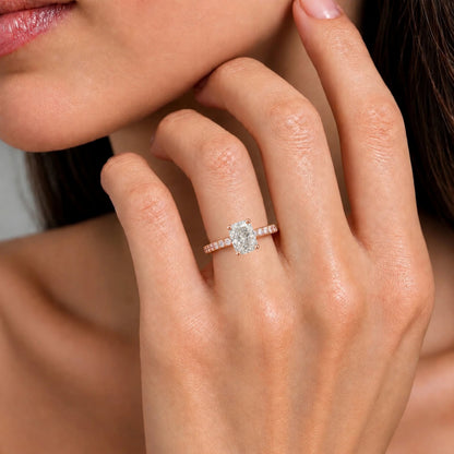 Lab-Grown Diamond Long Cushion Solitaire Wedding Ring in 14K White Gold or 14K Yellow Gold
