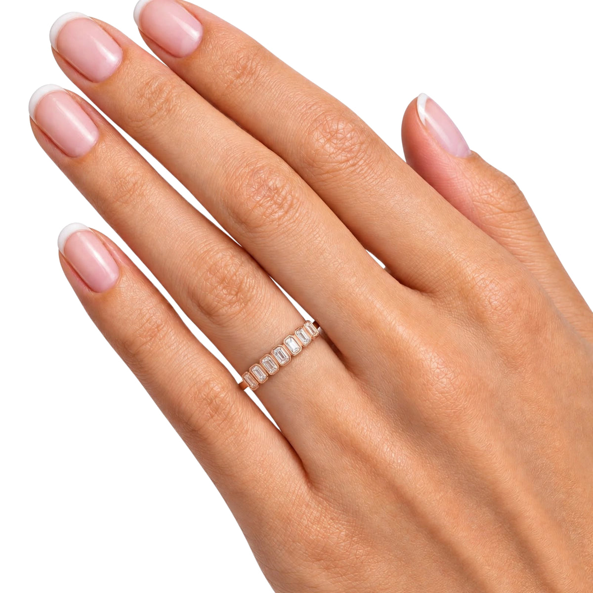 Lab-Grown Diamond Emerald-Cut 7 Stone Ring in 14K White Gold or 14K Yellow Gold