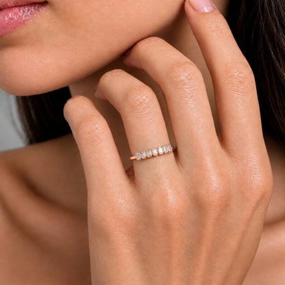 Lab-Grown Diamond Emerald-Cut 7 Stone Ring in 14K White Gold or 14K Yellow Gold
