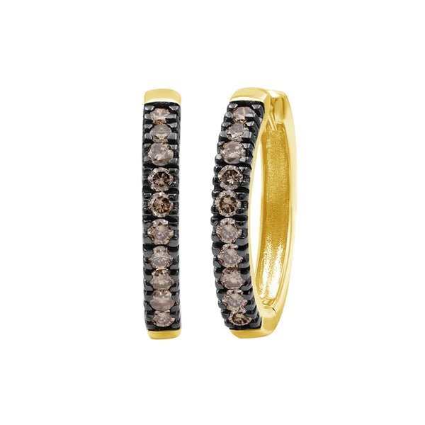 1/2 Carat T.W. Champagne Diamond 14K Gold Over Silver Earrings