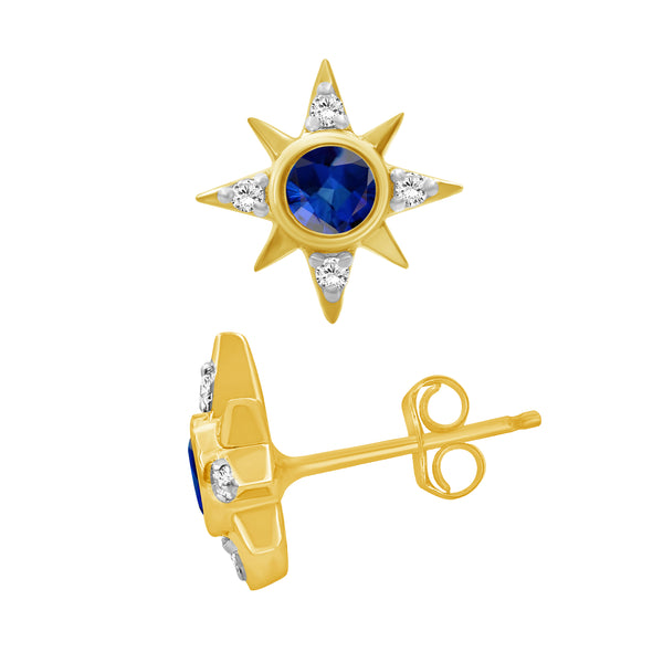 Gemstone and Created White Sapphire 14K Gold Over Silver Earrings