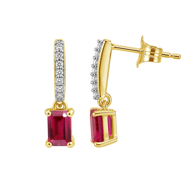 Gemstone and Created White Sapphire Gold over Silver Earrings