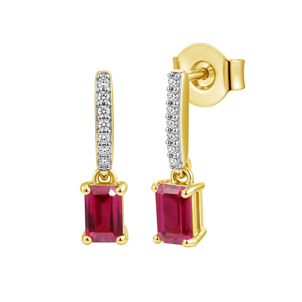 Gemstone and Created White Sapphire Gold over Silver Earrings