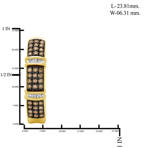 1.00 Carat T.W. Champagne and White Diamond 14K Gold Over Silver Earrings