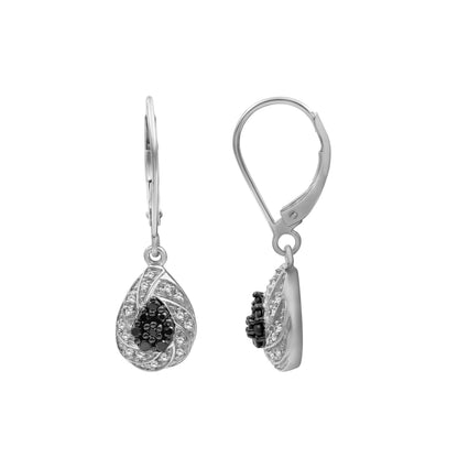 1/4 ctw Black and White Diamond Earrings in Sterling Silver