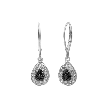1/4 ctw Black and White Diamond Earrings in Sterling Silver