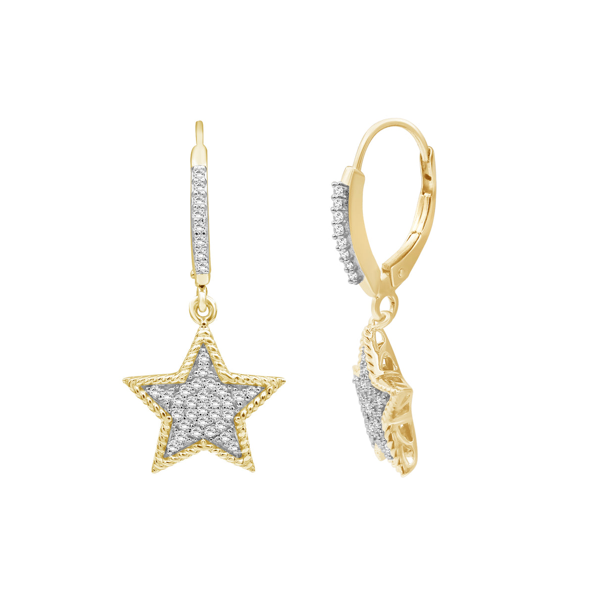 3/8 ctw White Diamond  Earrings in 14K Gold over Silver