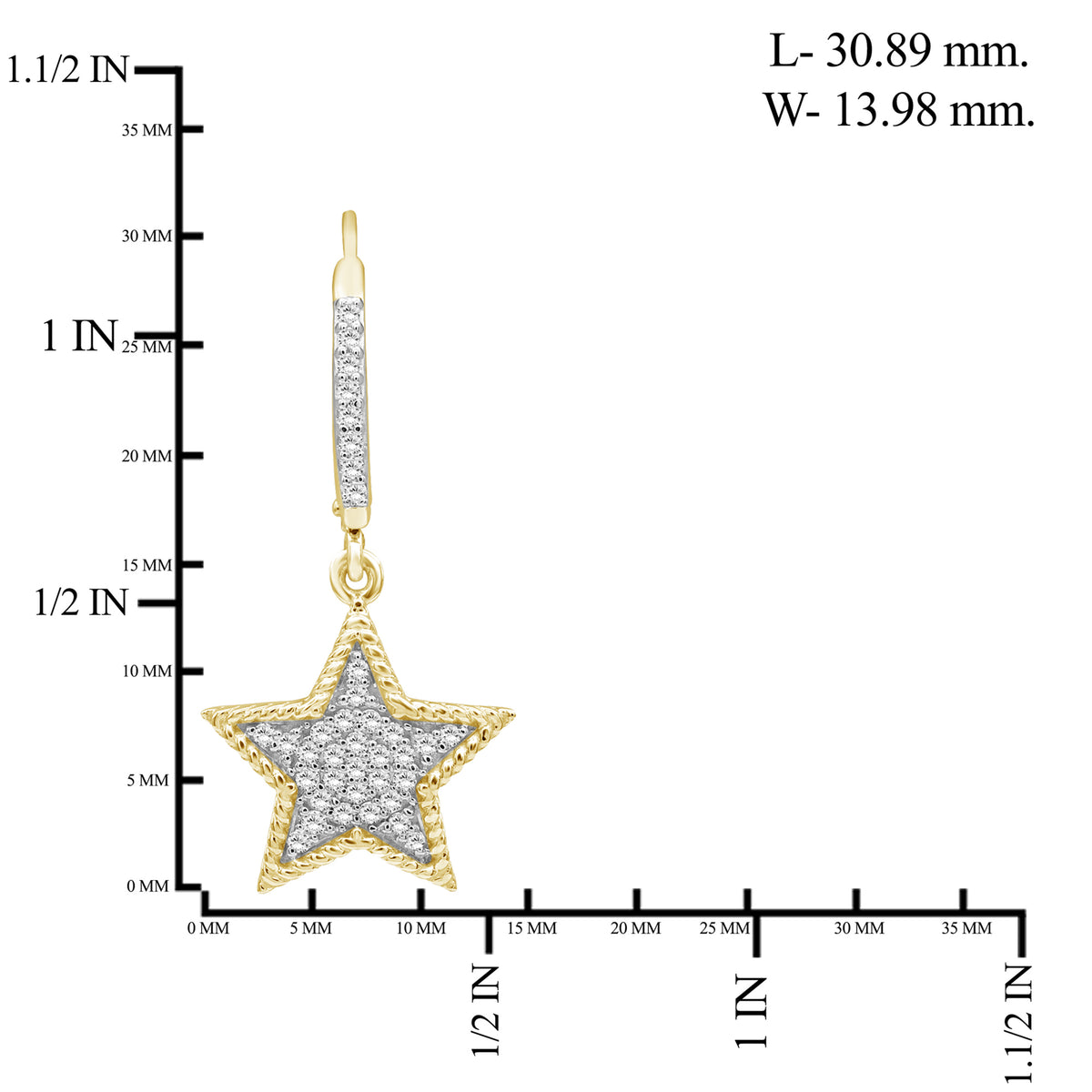 3/8 ctw White Diamond  Earrings in 14K Gold over Silver
