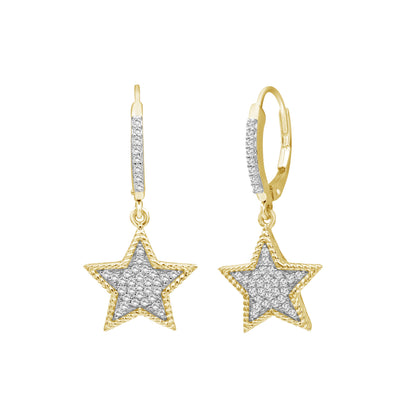 3/8 ctw White Diamond  Earrings in 14K Gold over Silver