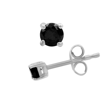 Black Diamond Earrings in Sterling Silver (0.5 Carat to 3 Carat)