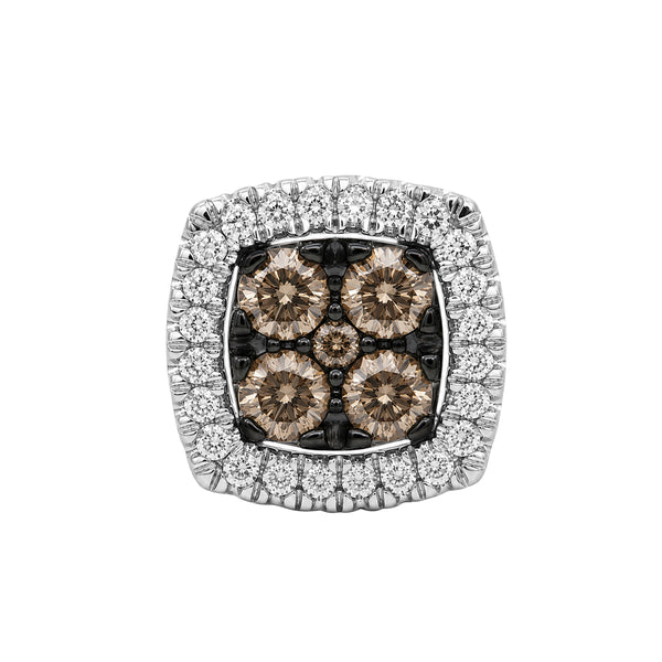 3/4 Carat T.W. Champagne and White Diamond 14K Gold Over Silver Earrings