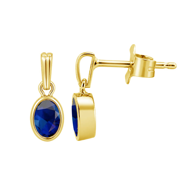 6x4 Oval Gemstone 14K Gold Over Silver Earrings