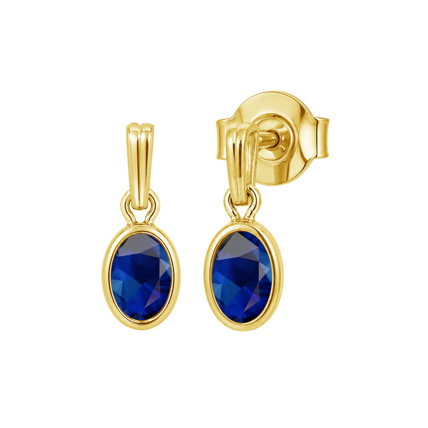 6x4 Oval Gemstone 14K Gold Over Silver Earrings